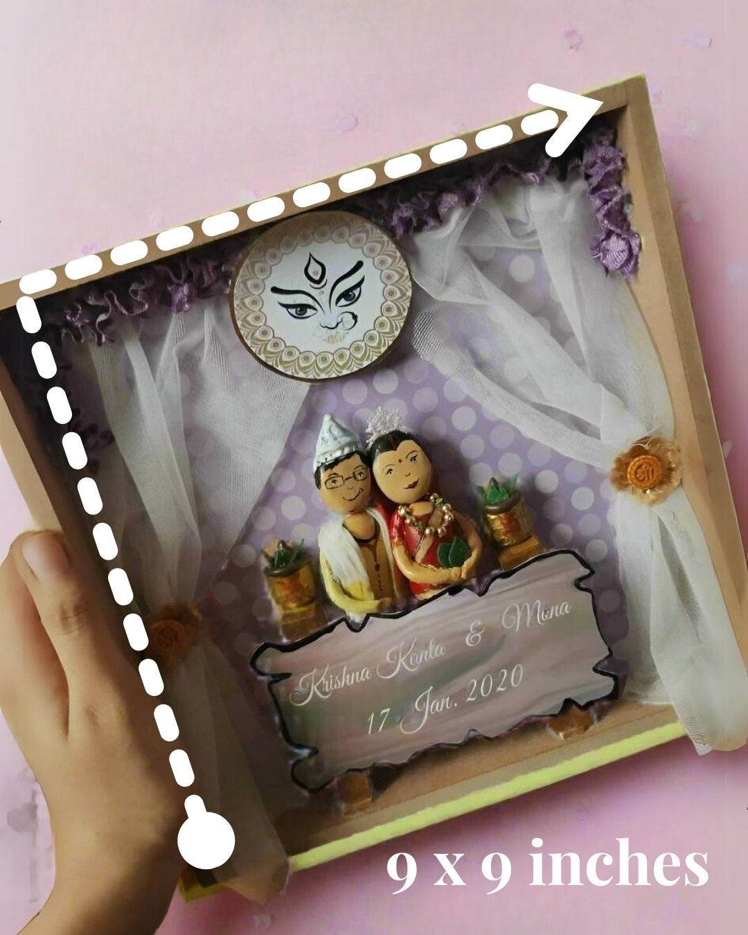 Rainvas Custom Bengali Couple Wedding Pebble Art | Gift for newlyweds - Image 4