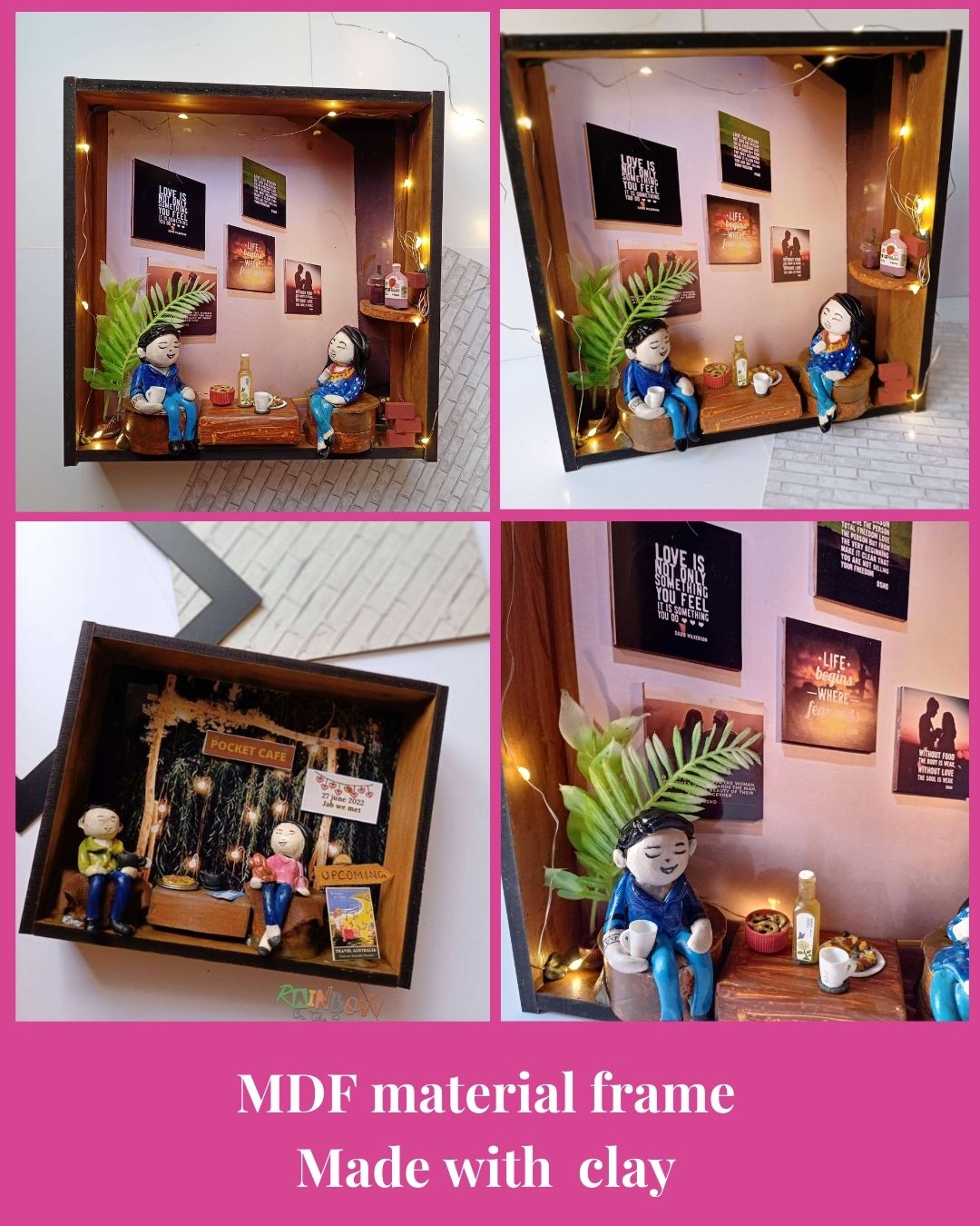Rainvas Romantic Personalized Couple Miniature Shadow Box Frame for Restaurant Cafes - Image 2