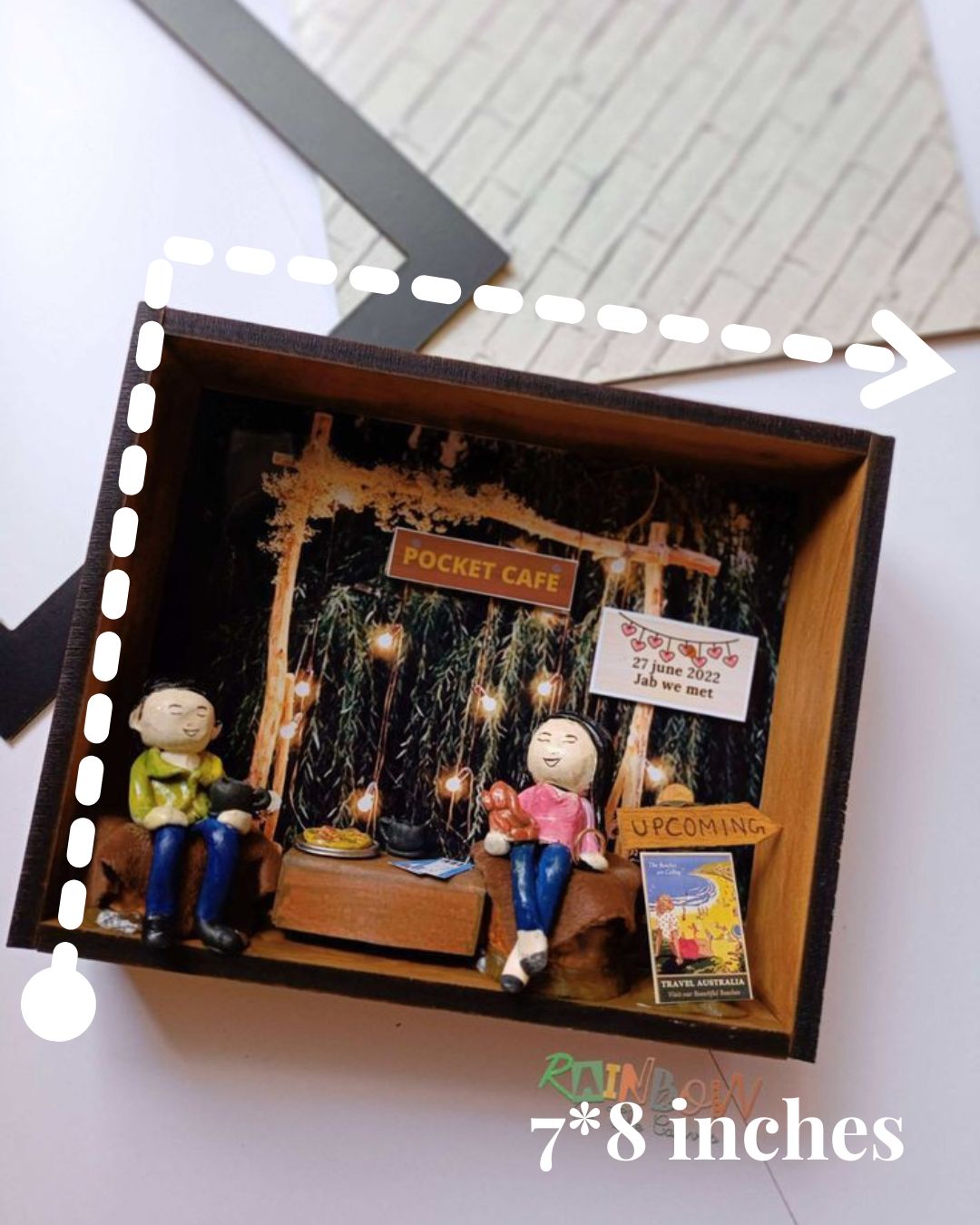 Rainvas Romantic Personalized Couple Miniature Shadow Box Frame for Restaurant Cafes - Image 3