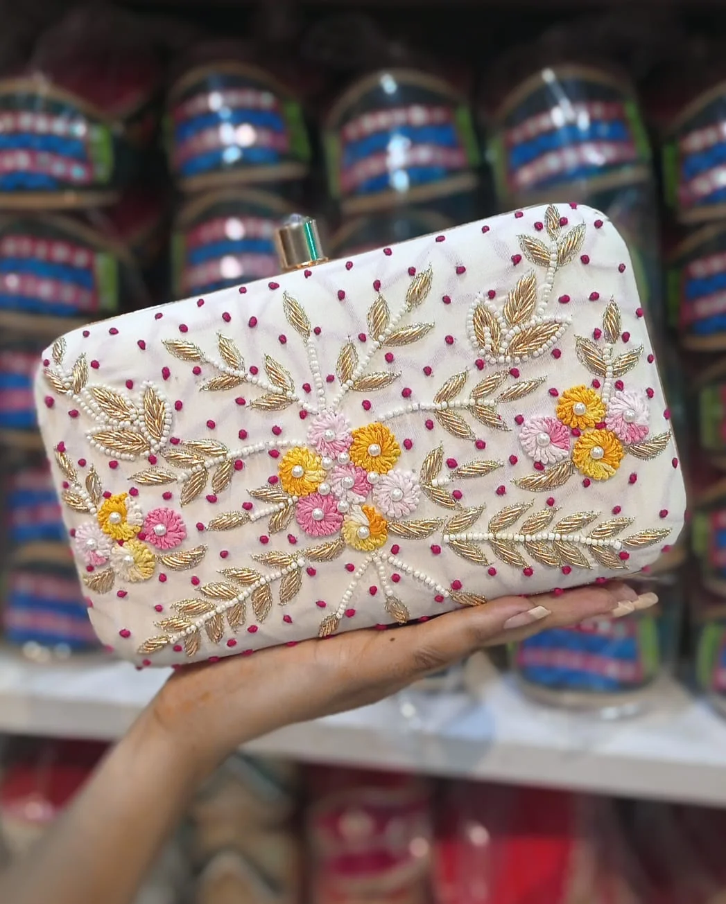 Women's Heavy Work Embroidery Box Clutch - Elegant Party Accessory