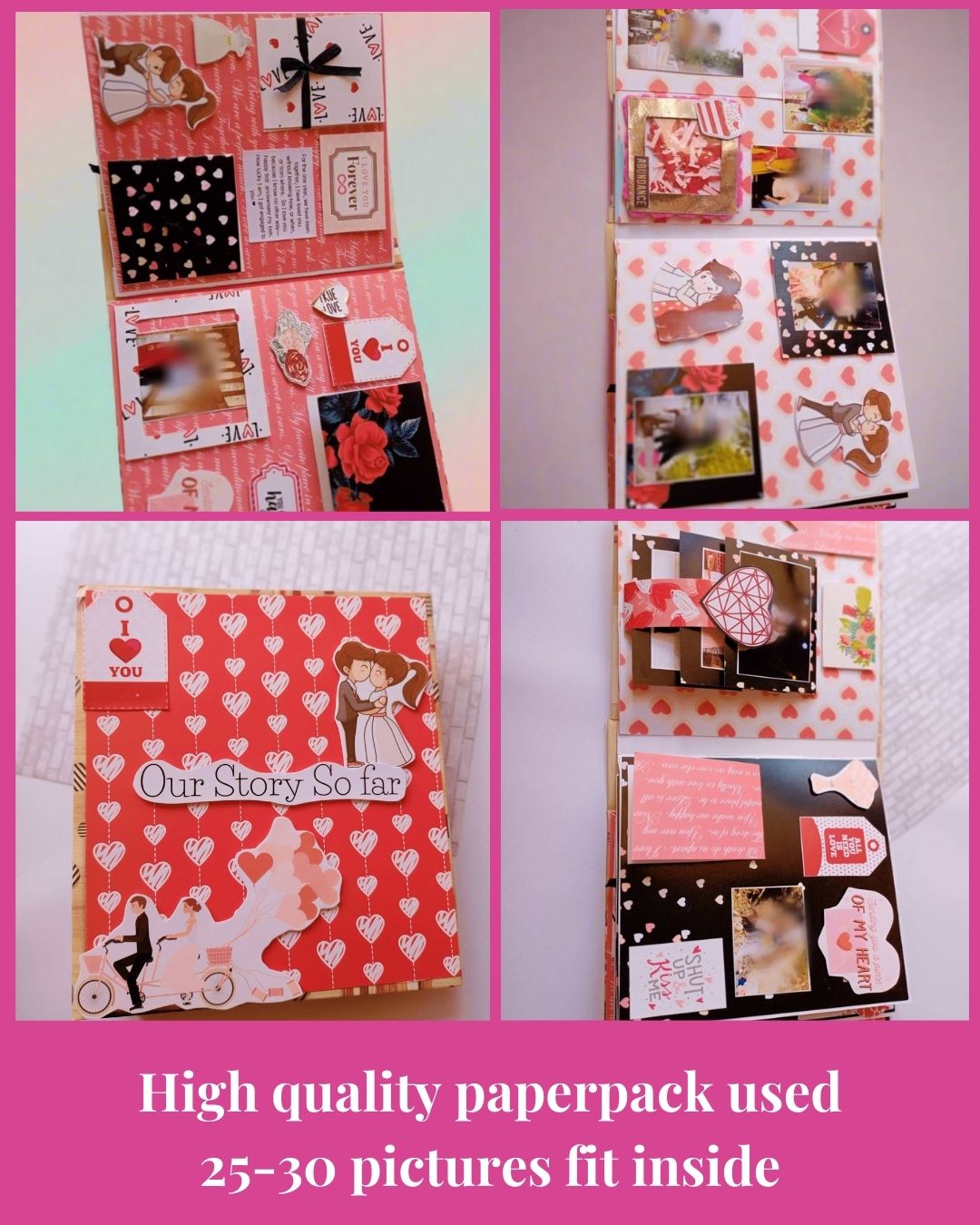 Rainvas Personalized Red and Black Floral Wedding Anniversary Scrapbook - Image 3