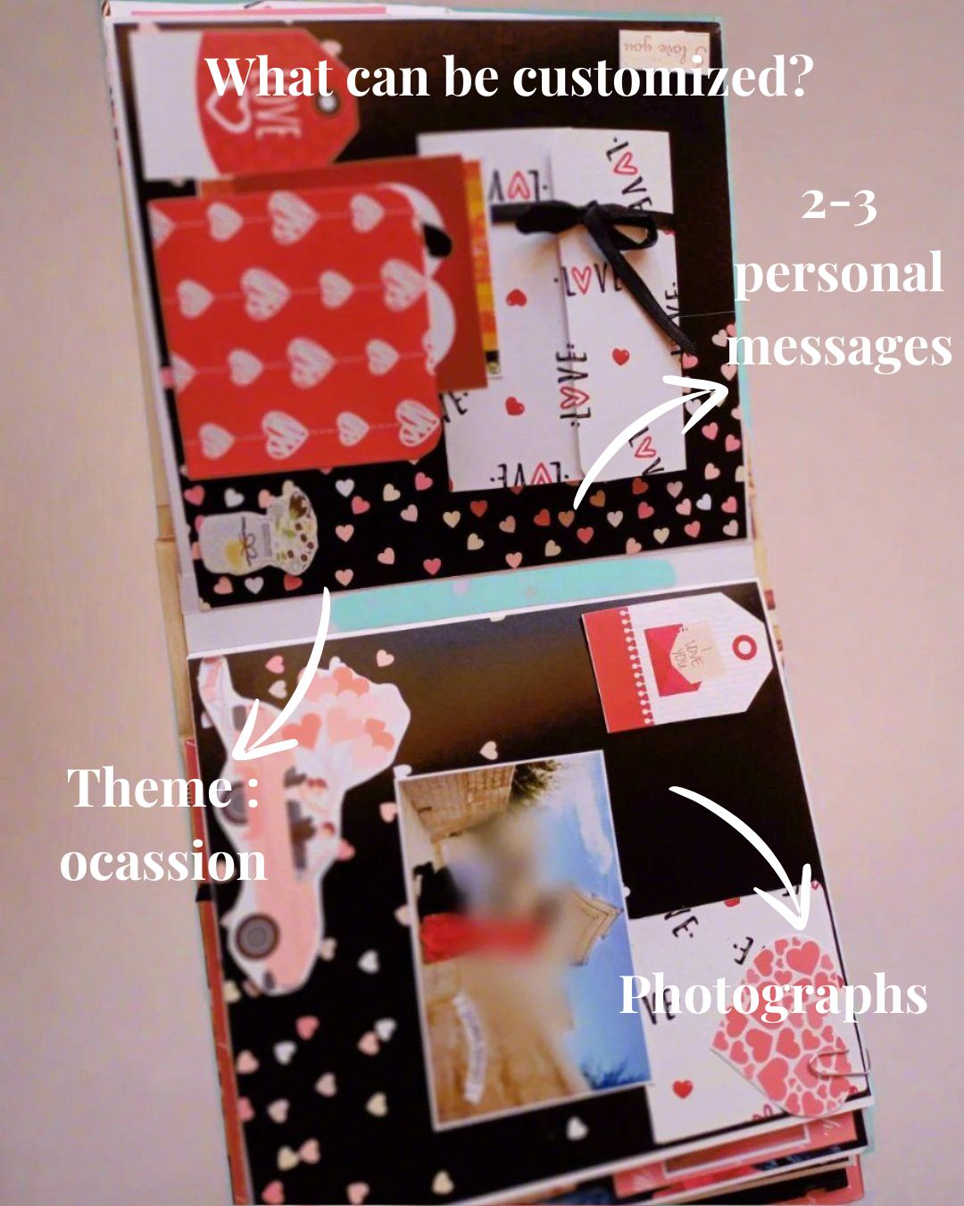 Rainvas Personalized Red and Black Floral Wedding Anniversary Scrapbook - Image 4