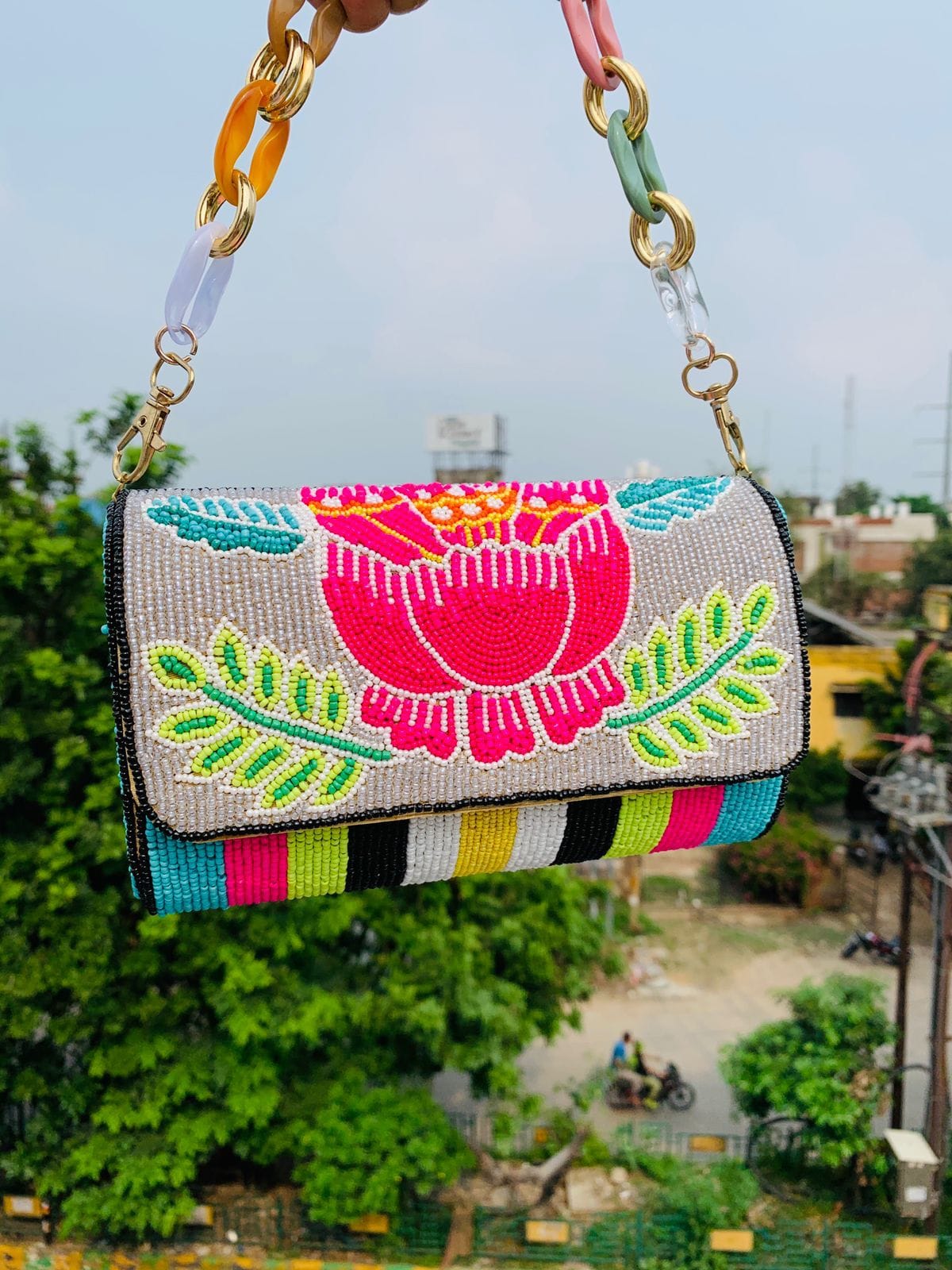 Luxury Unveiled: Beaded Heavy Handwork Flap Bag - Elevate Your Style Today!