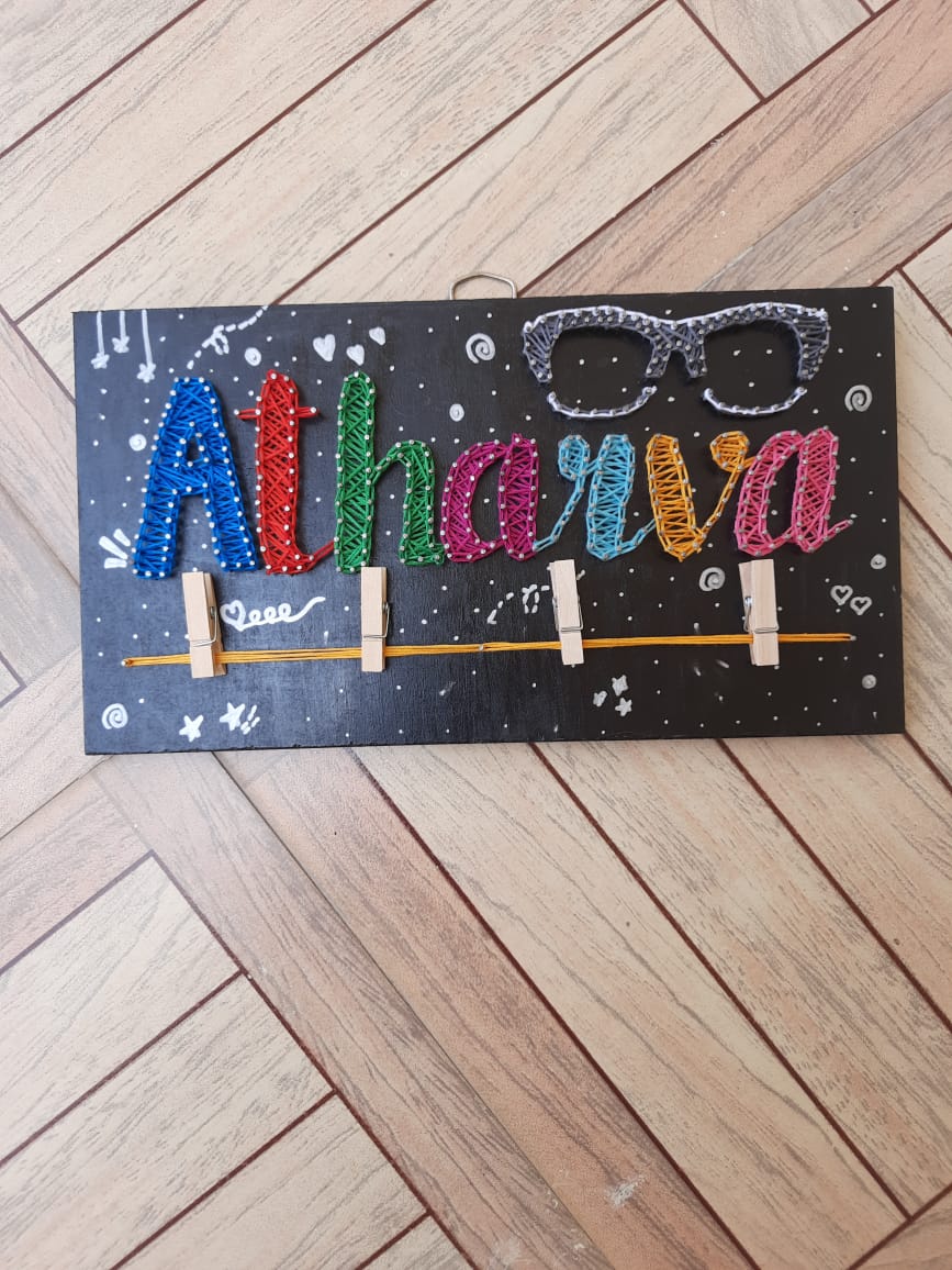 Custmized String Art Name Board - Handcrafted Decor