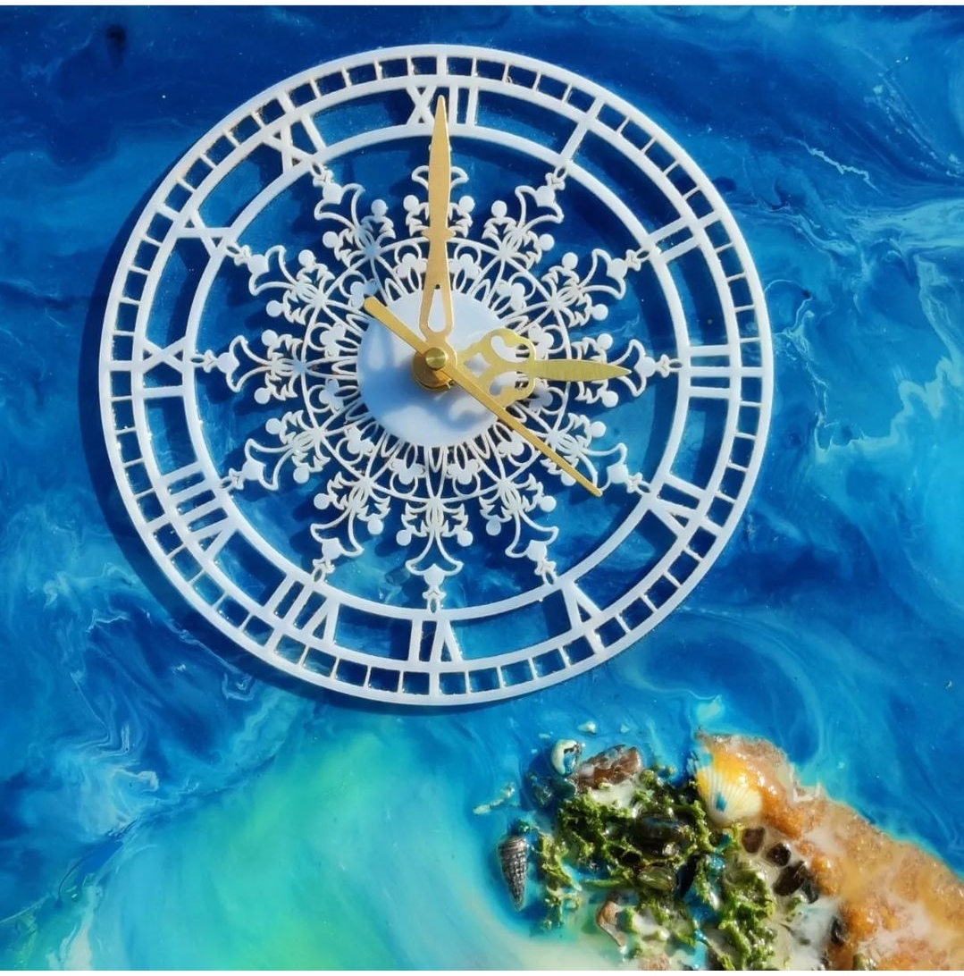3D Ocean Resin Wall Clock | 12" x 15" inch ResincSquare Clock with MDF Base - Image 3