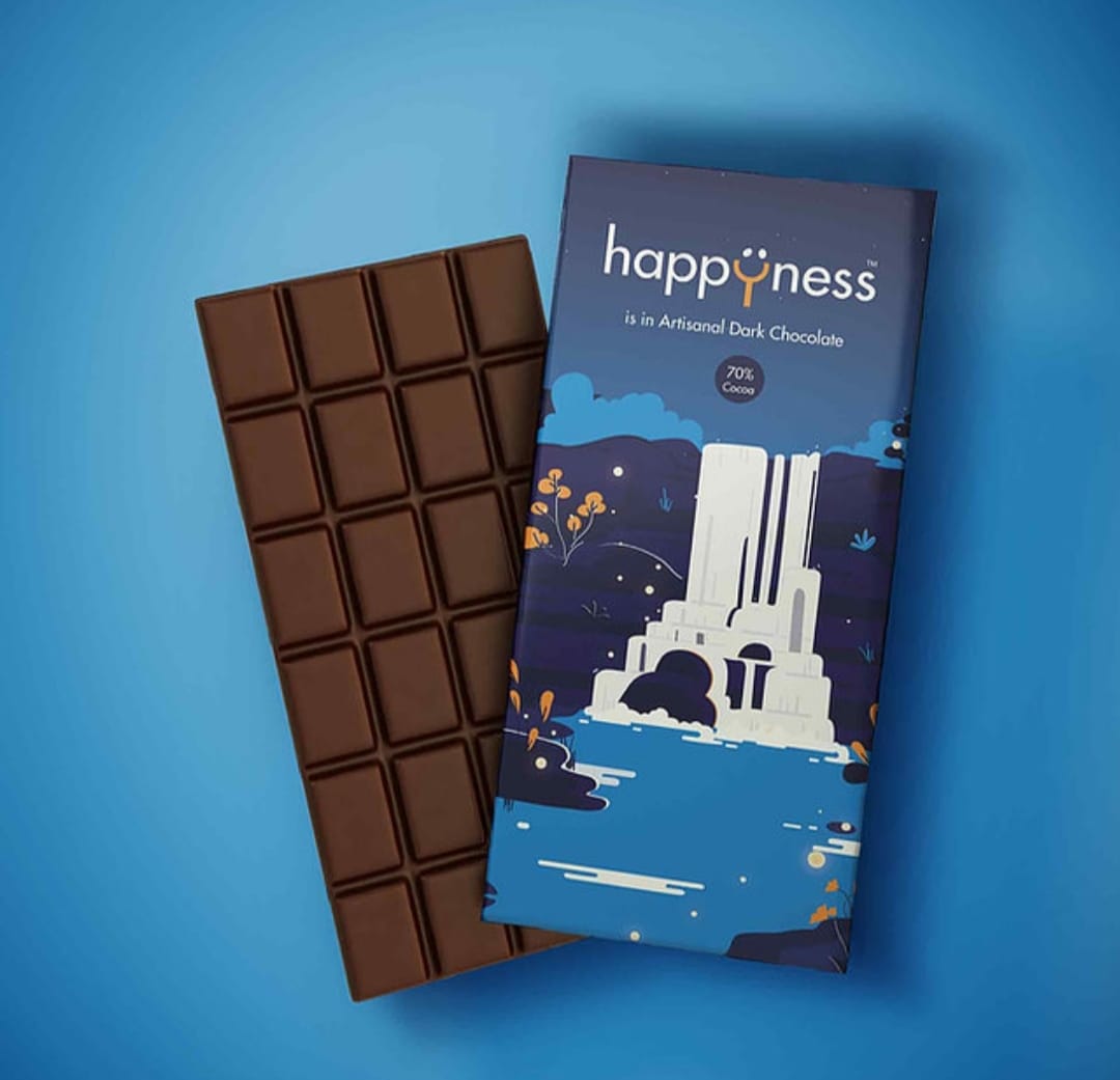 Happyness Artisanal Couverture Dark Chocolate – 70% Cocoa, Pure Vegetarian, Handcrafted in India