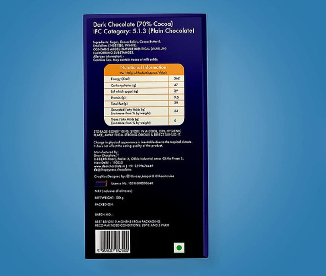 Happyness Artisanal Couverture Dark Chocolate – 70% Cocoa, Pure Vegetarian, Handcrafted in India - Image 2