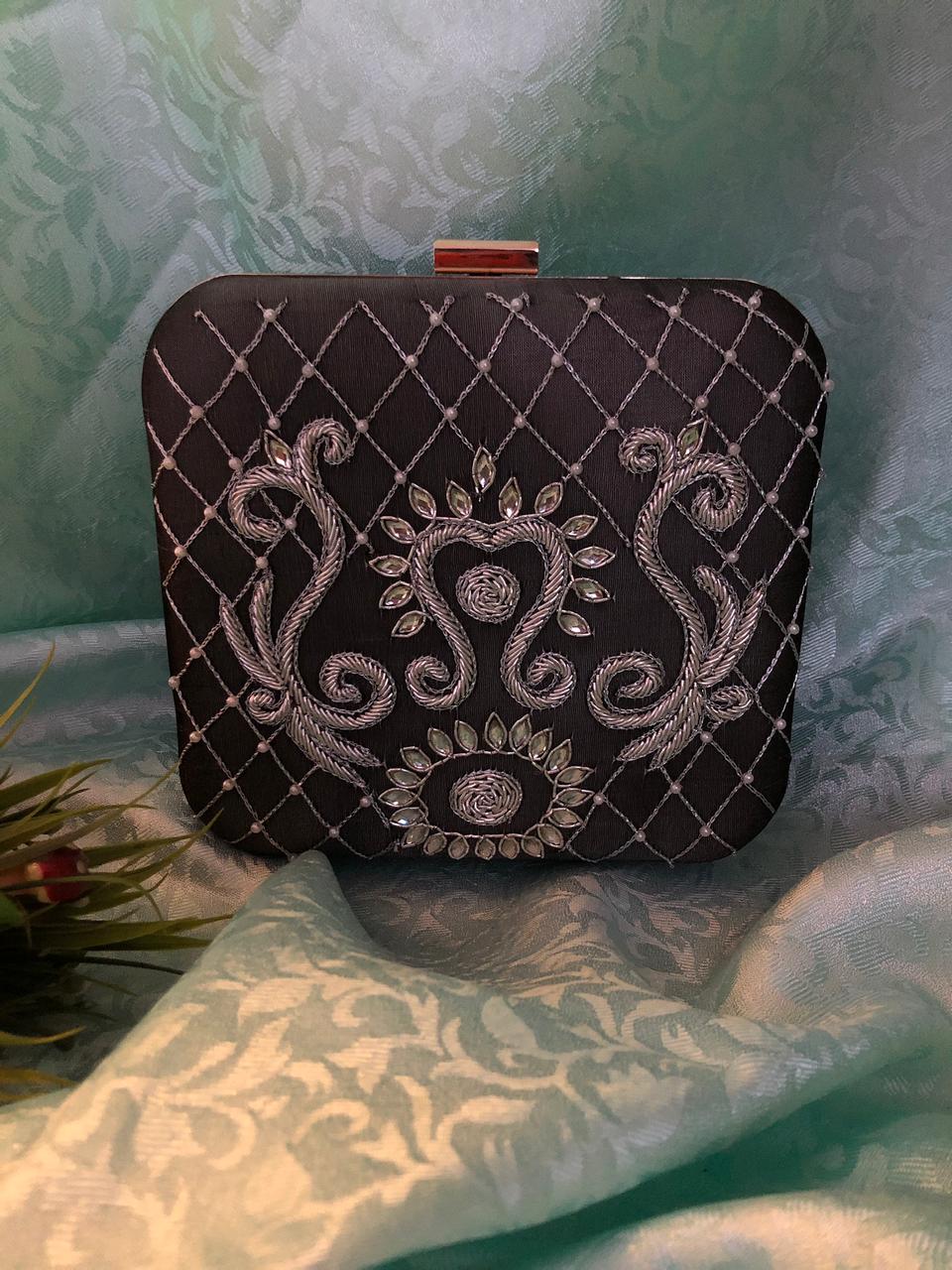 Handcrafted Embroidery Clutch Square Shaped - Elevate Your Style