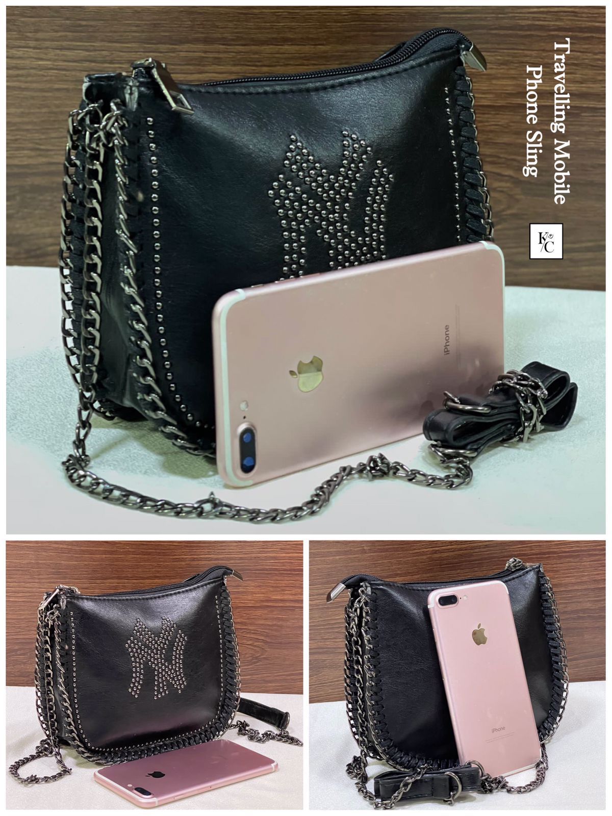 Stylish Women's Rivet Envelope Shoulder Bag | Black Leather Crossbody - Image 2