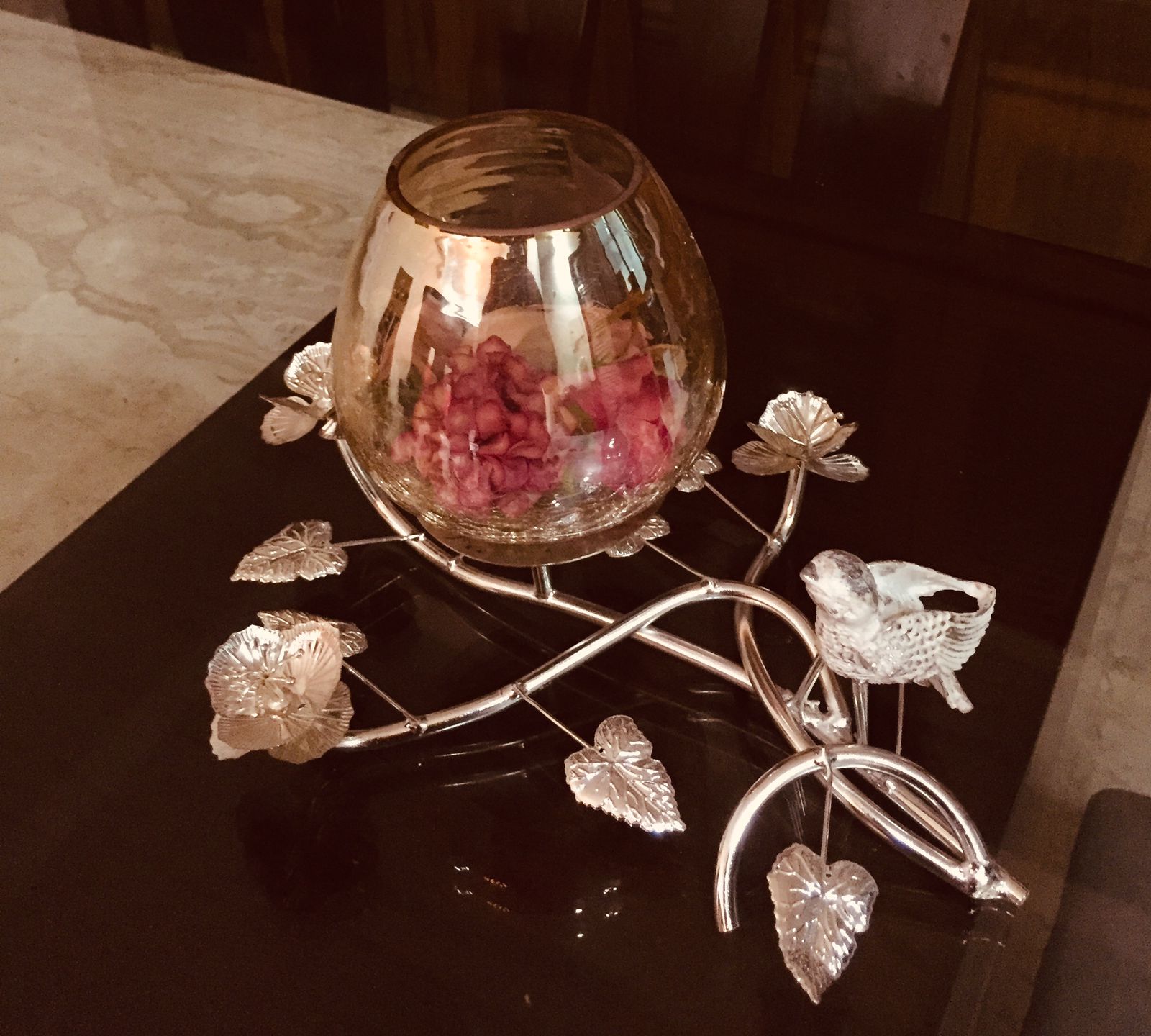 Silverplated Bird Branch Candle Holder - Elegant Home Decor Accent - Image 2