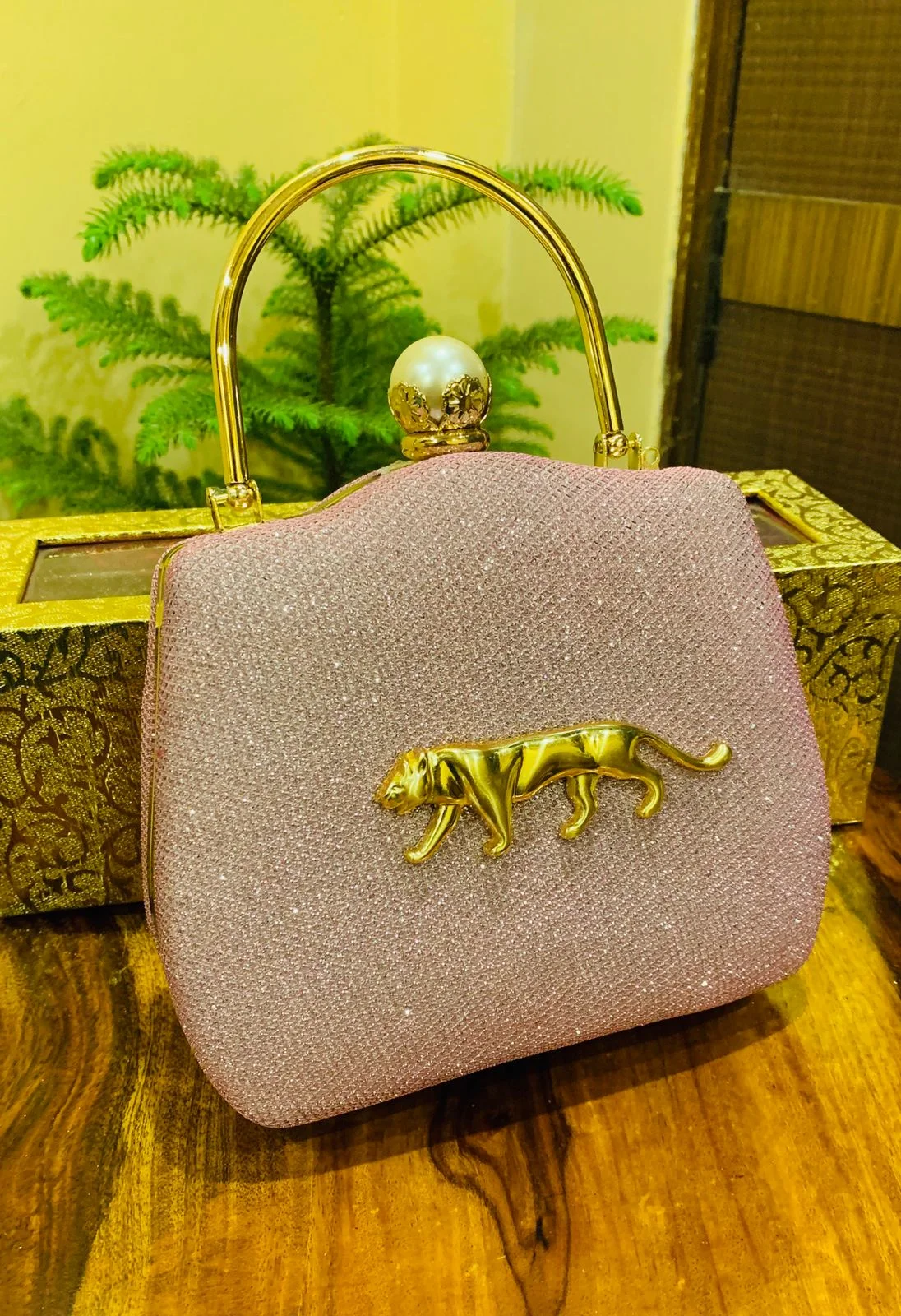 Sabyasachi-Inspired Shining Suede Clutch Bag – Premium Luxury Evening Purse with Sling - Image 5