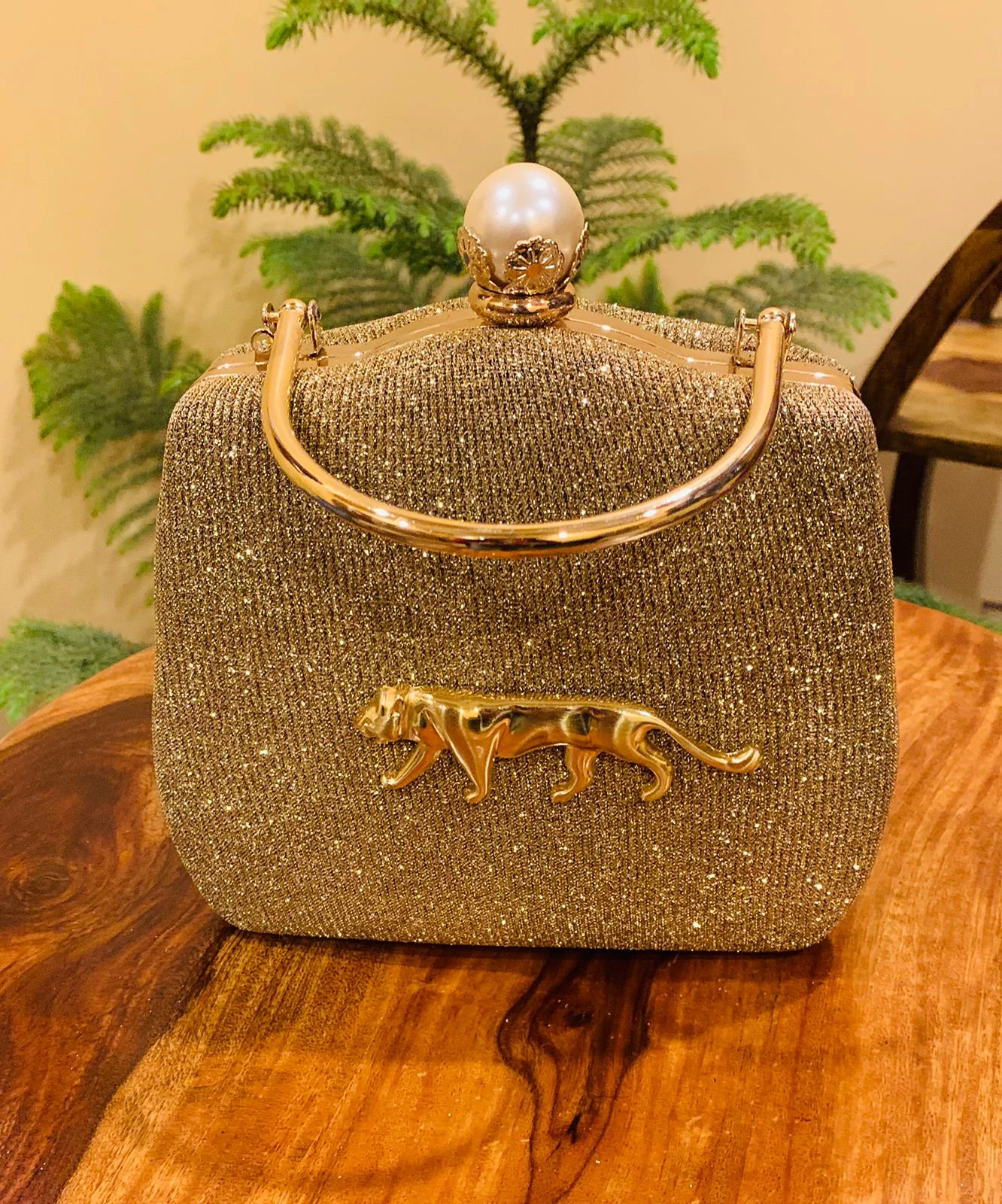 Sabyasachi-Inspired Shining Suede Clutch Bag – Premium Luxury Evening Purse with Sling - Image 2