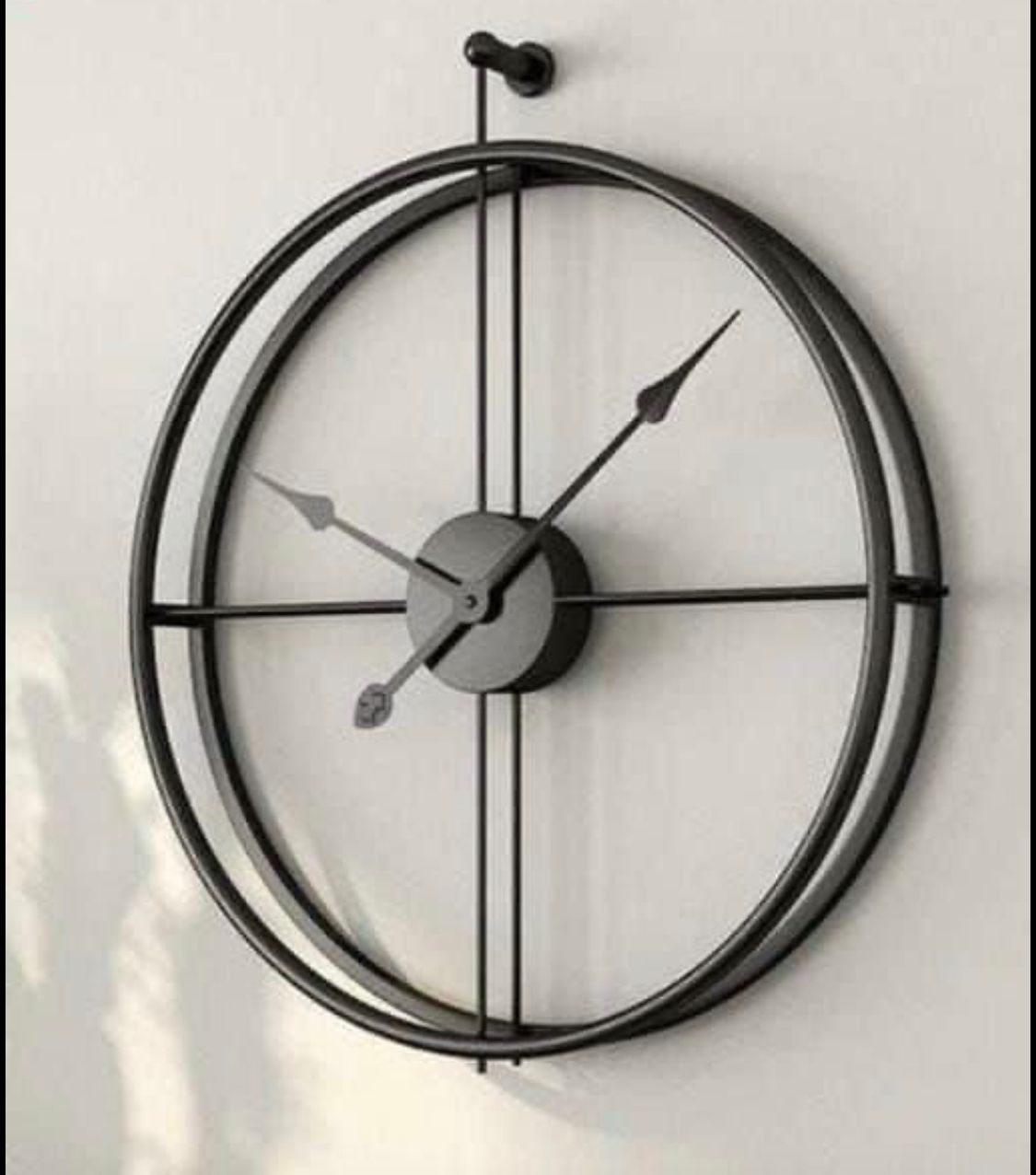 Round Analog Wall Clock | Double Pipe Design | 30-inch Metal Wall Hanging Clock