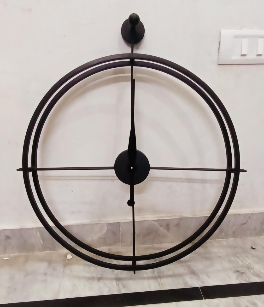 Round Analog Wall Clock | Double Pipe Design | 30-inch Metal Wall Hanging Clock - Image 2