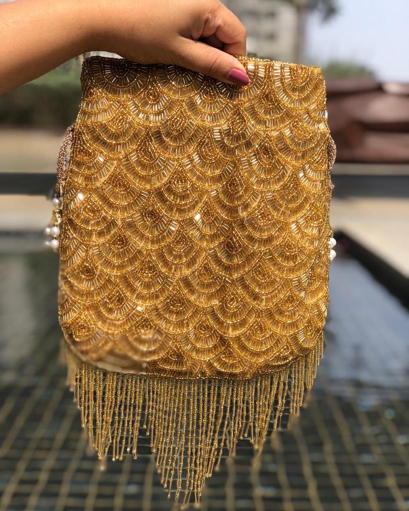 Heavy Embroidery based Potli with heavy belt - Image 2