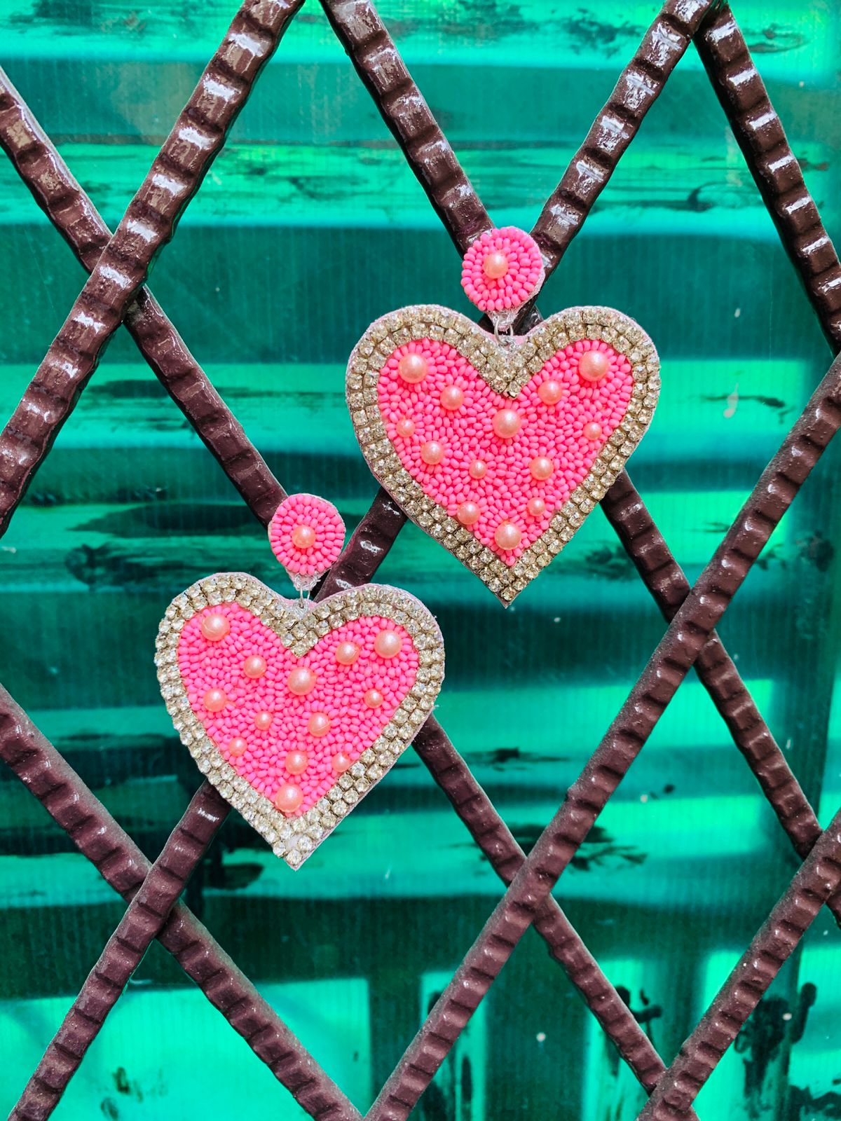 Heart Beaded classy beaded earring - Image 3