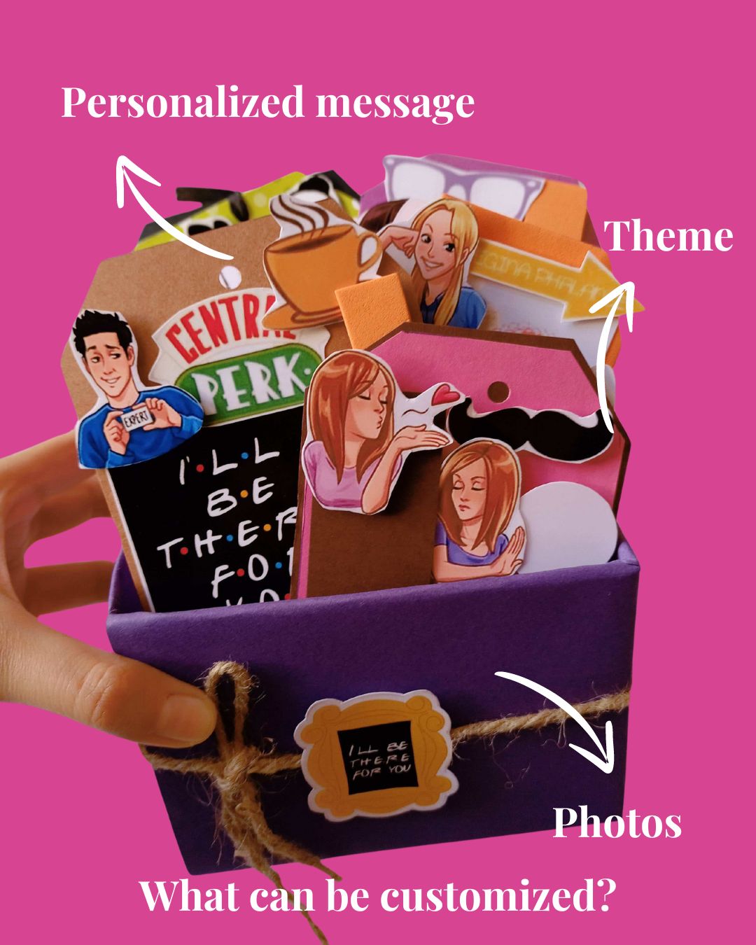 Rainvas Friends Theme Personalized Tag/Gift Box with Photos & Stickers - Image 3