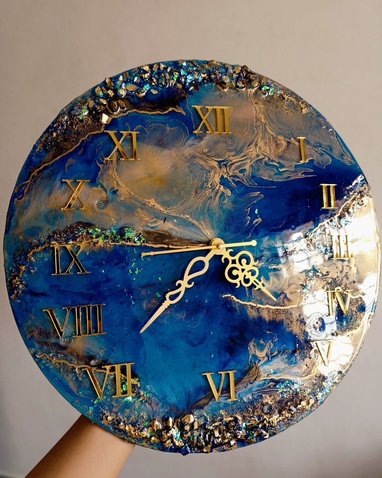 Royal Blue Resin Wall Clock (Customized)