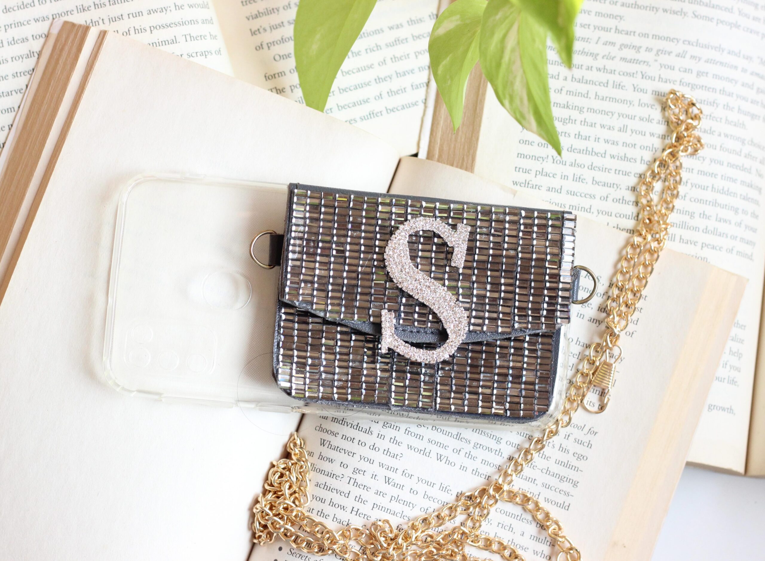 Sparkling Rhinestone Phone Case with Card Holder and Sling – Stylish Mobile Cover