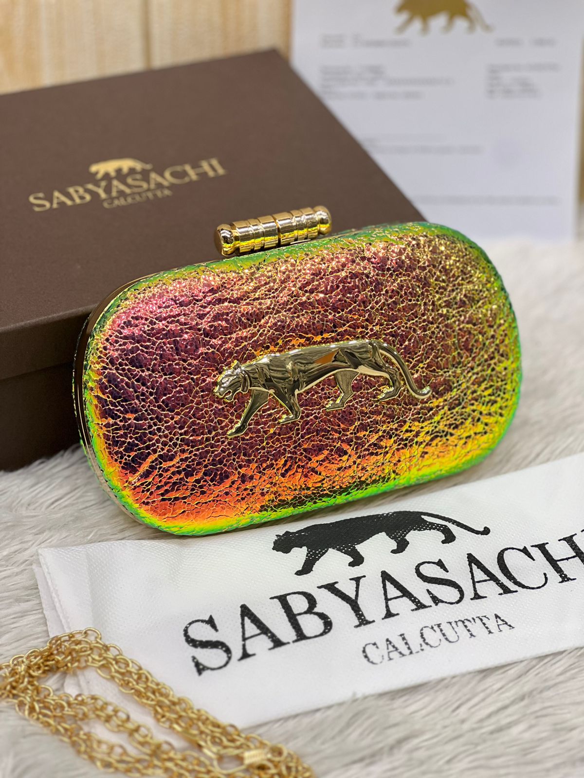 New Sabyasachi Clutch Bag Replica – Showroom Model | Box Packed | Designer-Inspired Handbag (8x4 in) - Image 2