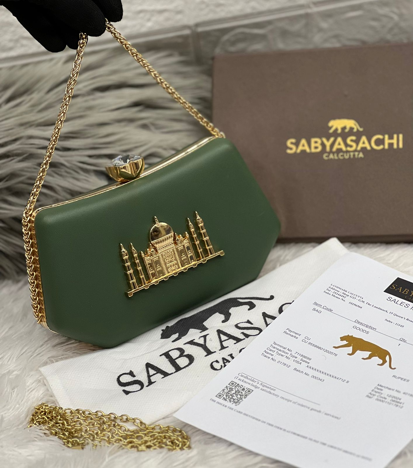 Limited Edition Sabyasachi Taj Clutch | Handcrafted Velvet Designer-Inspired Purse for Weddings & Parties - Image 4