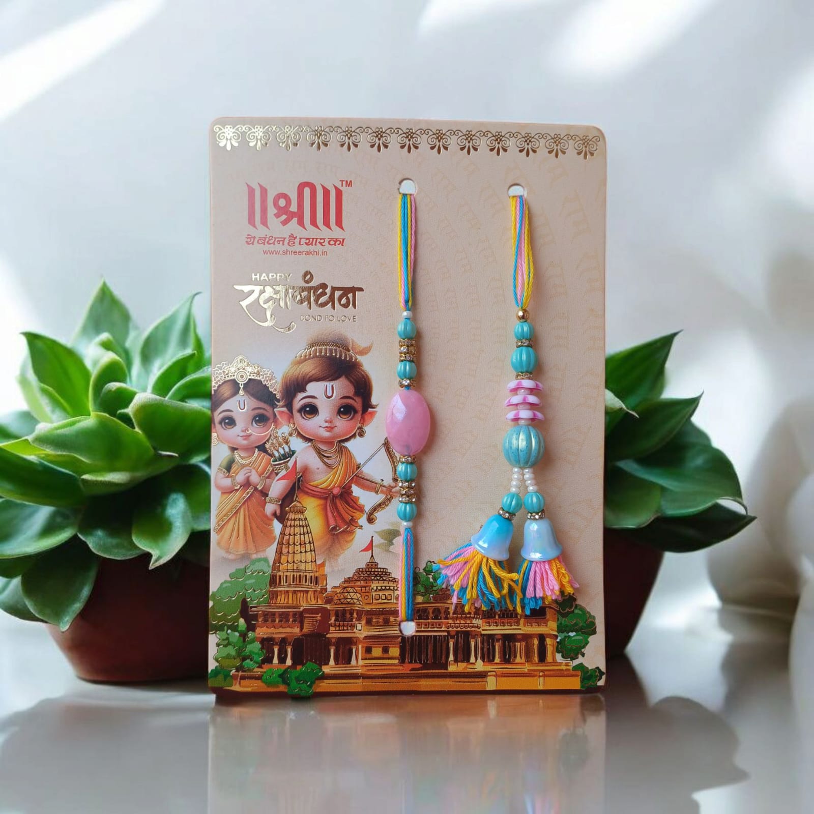 Handcrafted Bhaiya-Bhabhi Rakhi Set – Festive Charm Edition | Designer Couple Rakhi for Raksha Bandhan